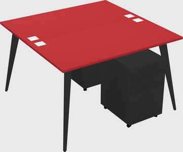 Shared rectangular office desk system