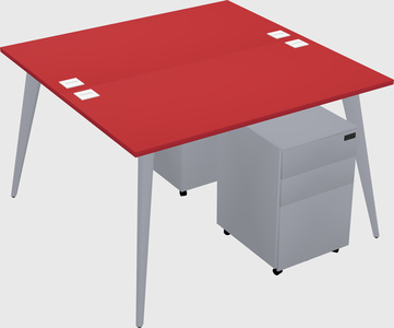 Shared rectangular office desk system