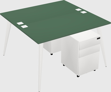 Shared rectangular office desk system