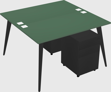 Shared rectangular office desk system