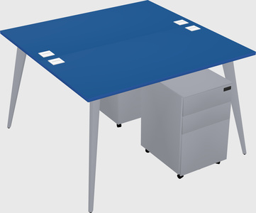 Shared rectangular office desk system