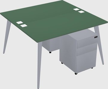 Shared rectangular office desk system