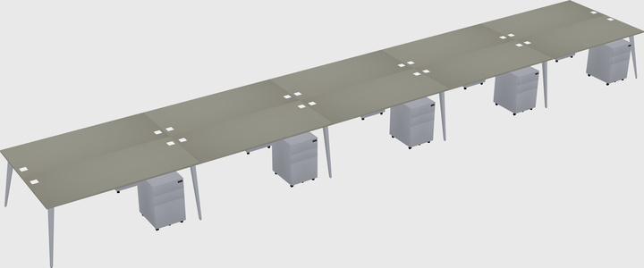 Shared rectangular office desk system