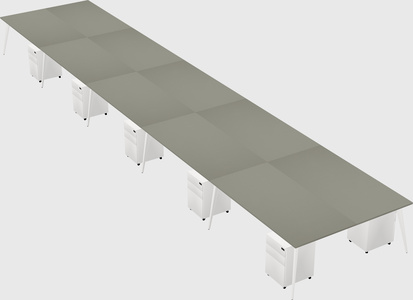 Shared rectangular office desk system
