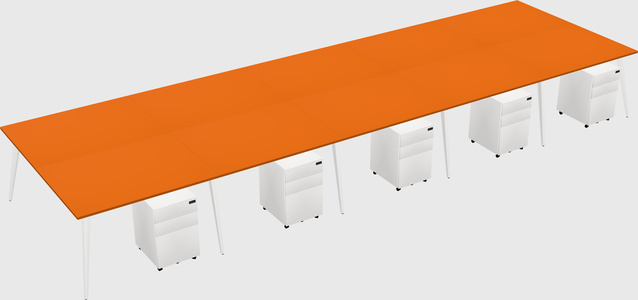 Shared rectangular office desk system