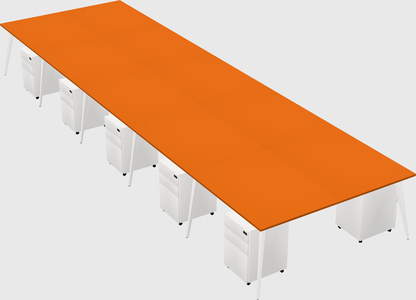 Shared rectangular office desk system