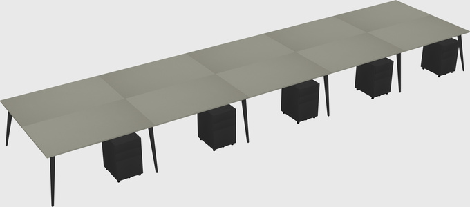 Shared rectangular office desk system