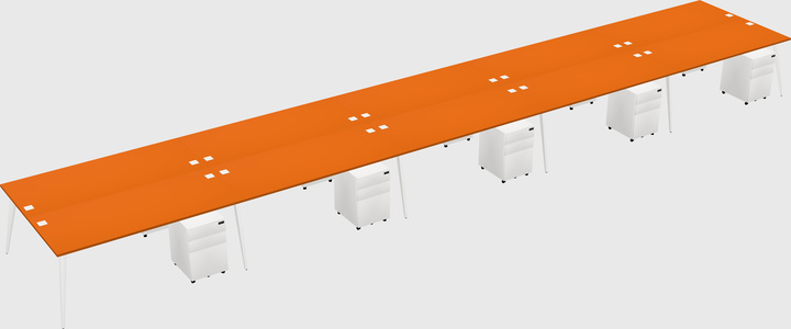 Shared rectangular office desk system