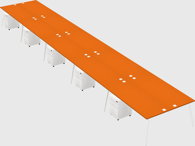 Shared rectangular office desk system