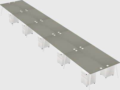 Shared rectangular office desk system