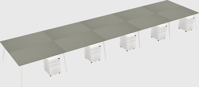 Shared rectangular office desk system