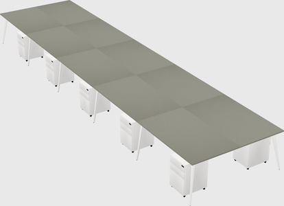 Shared rectangular office desk system