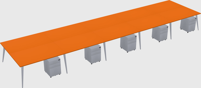 Shared rectangular office desk system