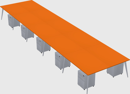 Shared rectangular office desk system