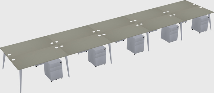 Shared rectangular office desk system