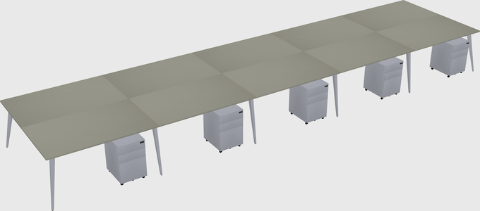 Shared rectangular office desk system