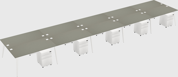 Shared rectangular office desk system