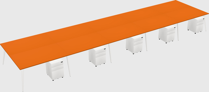 Shared rectangular office desk system