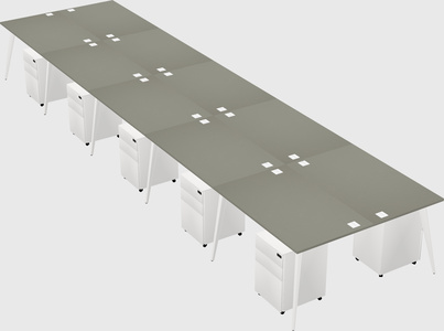 Shared rectangular office desk system