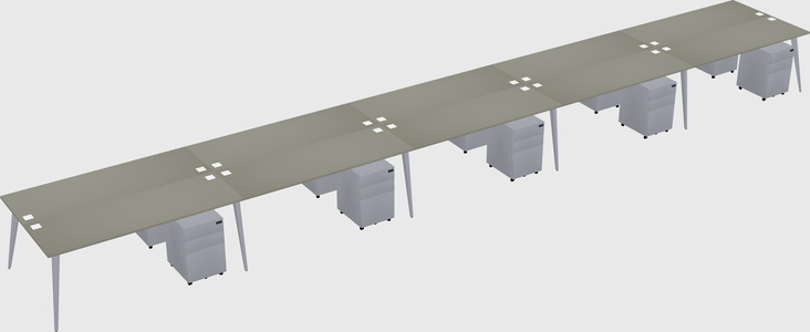 Shared rectangular office desk system