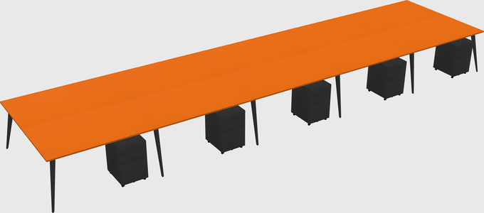 Shared rectangular office desk system