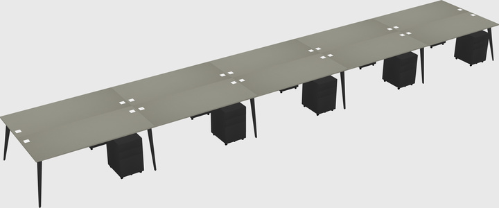Shared rectangular office desk system