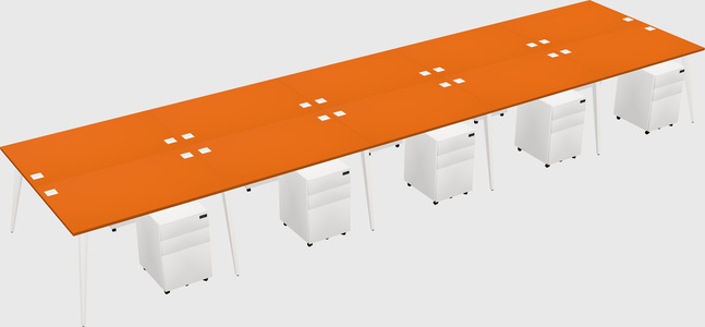 Shared rectangular office desk system