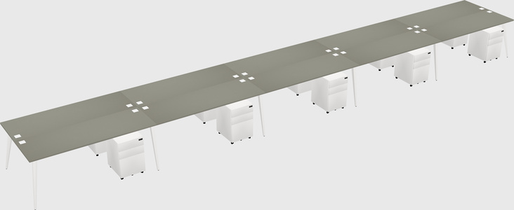 Shared rectangular office desk system
