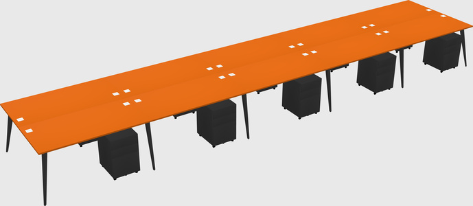 Shared rectangular office desk system