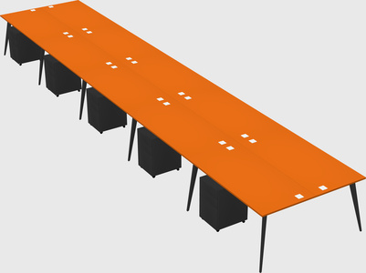 Shared rectangular office desk system