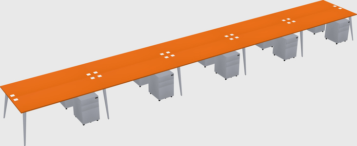 Shared rectangular office desk system