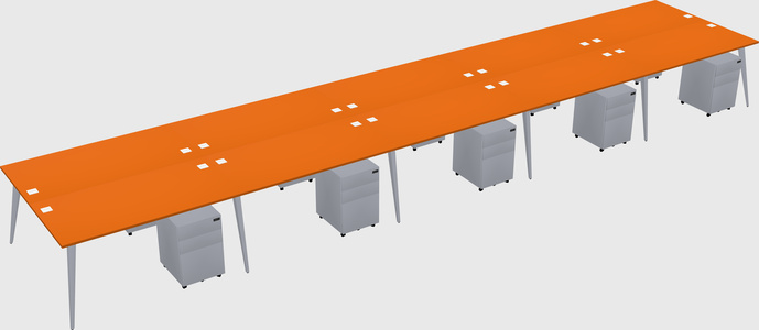 Shared rectangular office desk system