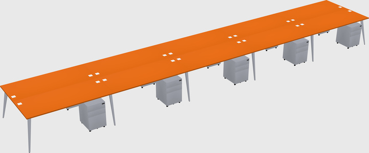 Shared rectangular office desk system