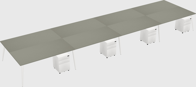 Shared rectangular office desk system