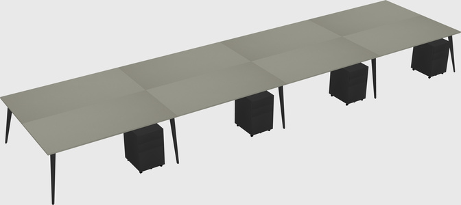 Shared rectangular office desk system