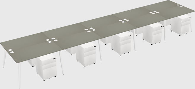 Shared rectangular office desk system