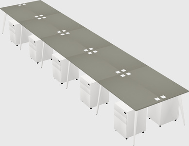 Shared rectangular office desk system