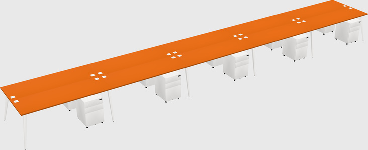 Shared rectangular office desk system