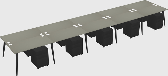 Shared rectangular office desk system