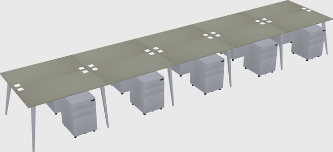 Shared rectangular office desk system