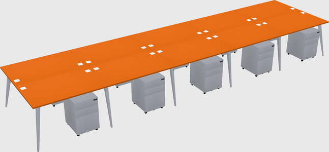 Shared rectangular office desk system