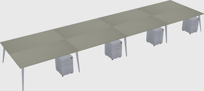 Shared rectangular office desk system