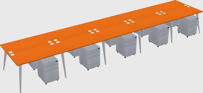 Shared rectangular office desk system