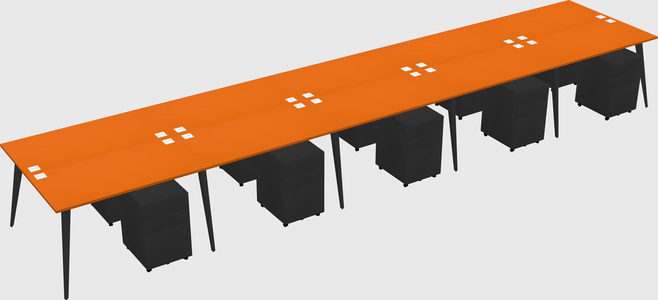 Shared rectangular office desk system