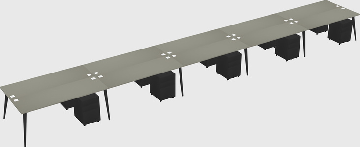 Shared rectangular office desk system