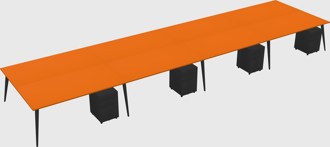Shared rectangular office desk system
