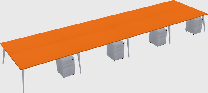 Shared rectangular office desk system