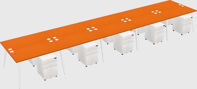 Shared rectangular office desk system