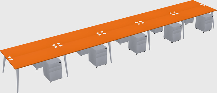 Shared rectangular office desk system