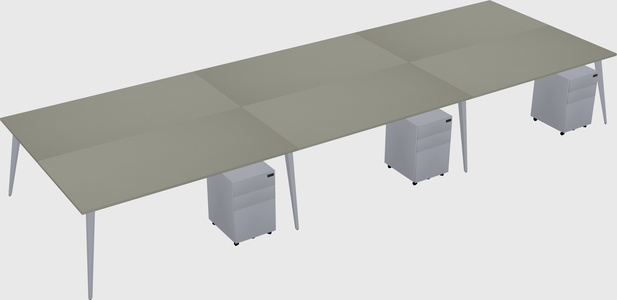 Shared rectangular office desk system
